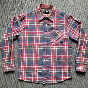 Stussy men's flannel shirt size S button down checked long sleeve fall cotton